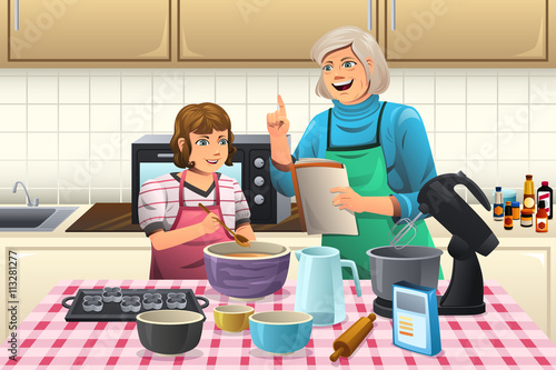 Grandma Preparing Cookies