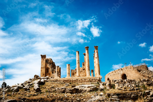 Colums of ancient Roman city of Gerasa, Jerash, Jordan.