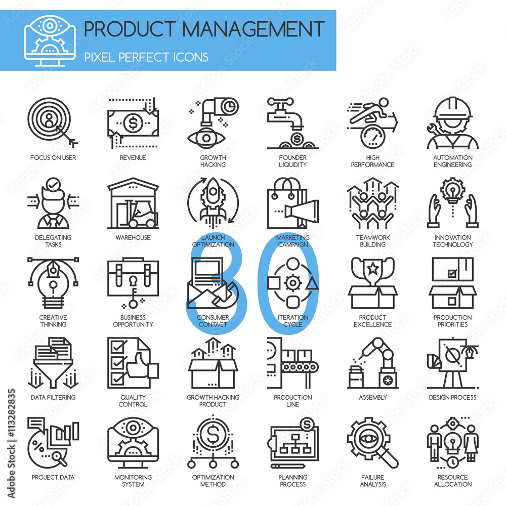 Product management , thin line icons set , Pixel Perfect Icons Product management , thin line icons set , Pixel Perfect Icons