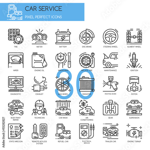 Car serviec , thin line icons set , Pixel Perfect Icons