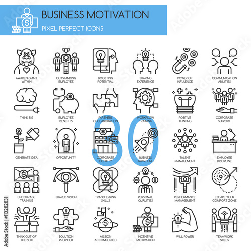 Business motivation  thin line icons set   Pixel Perfect Icons