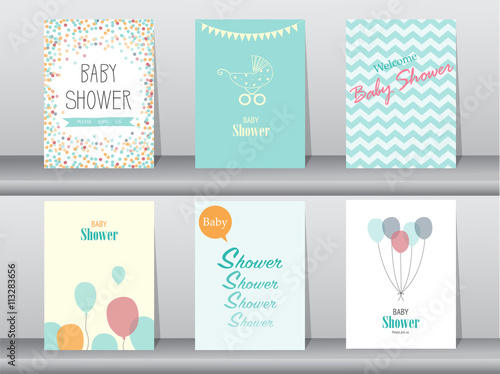 Collection of  baby shower invitation card ,Vector illustrations