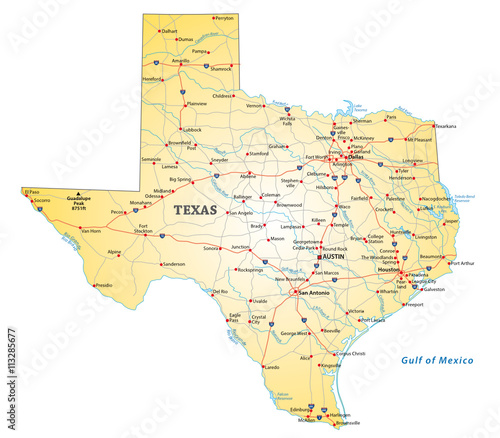 road map of the US state texas