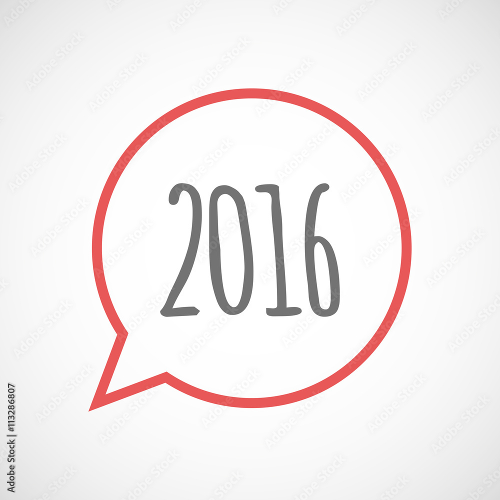 Isolated comic balloon with a 2016 sign Isolated comic balloon with a 2016 sign