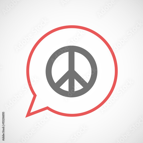 Isolated comic balloon with a peace sign
