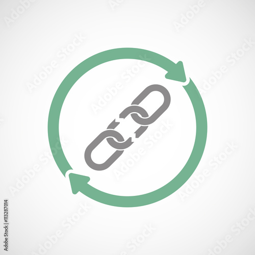 Reuse line art sign with a broken chain