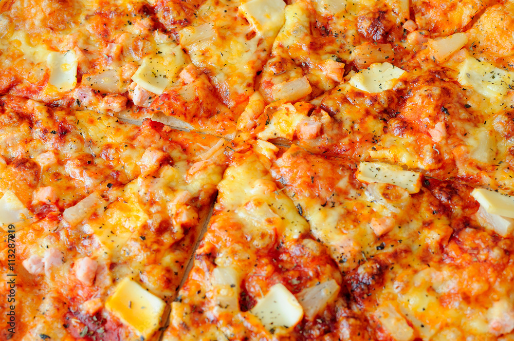 Pizza slice textured close up Pizza slice textured close up