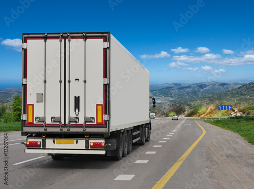 Container on the big highway. transport loads © Vitaly Krivosheev
