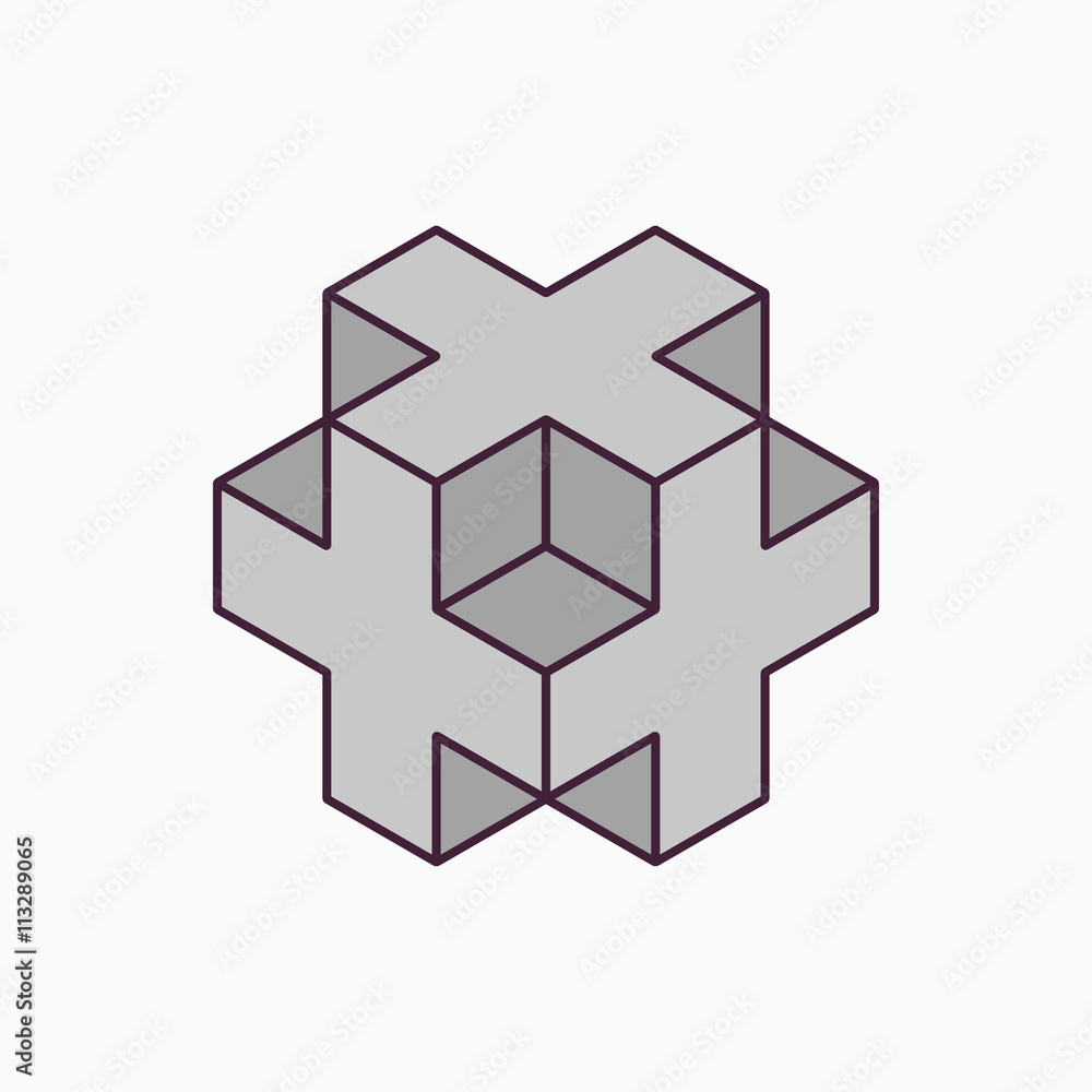 Vector 3D cube plus design Vector 3D cube plus design
