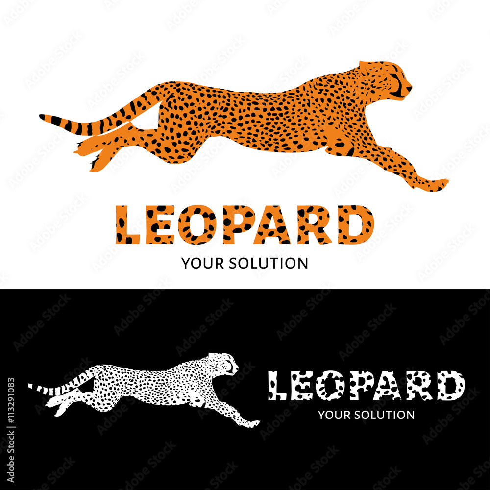 Naklejka premium Vector logo leopard. Brand's logo in the form of a leopard jump