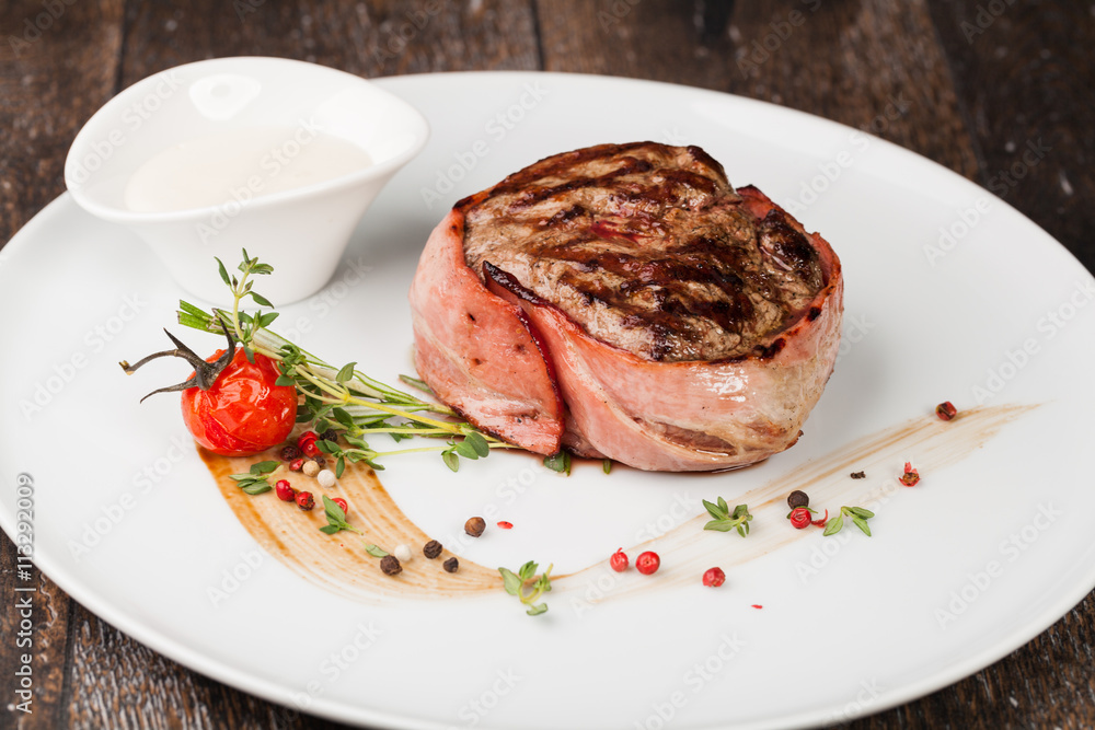 grilled fillet steak on an plate grilled fillet steak on an plate