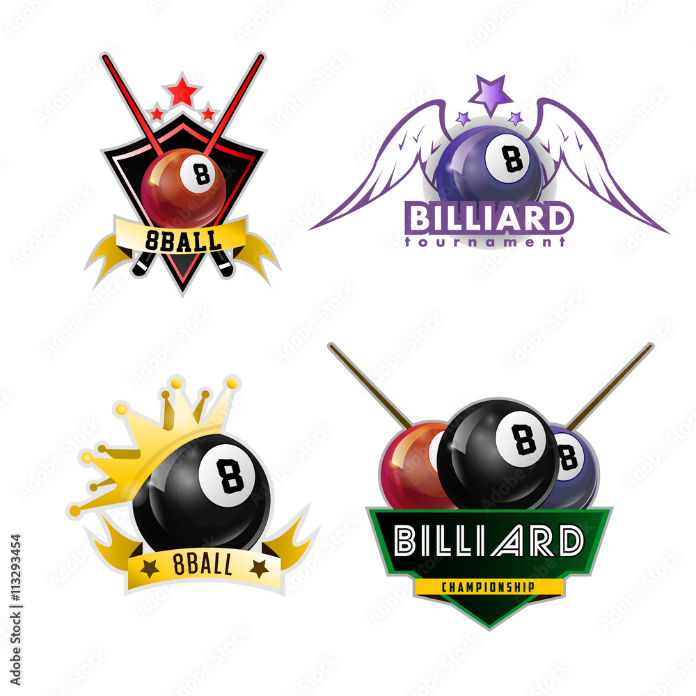 Billiards, pool and snooker sport logos set Stock Vector | Adobe Stock
