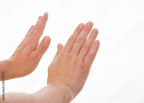 Male hands refusing something © smallblackcat