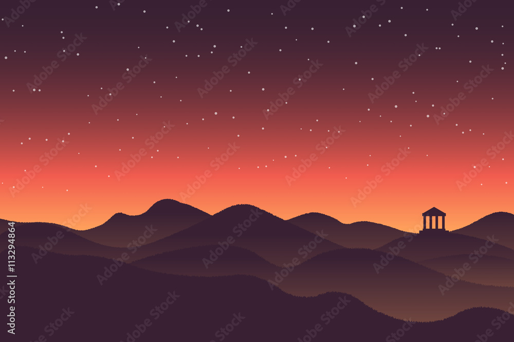 Fototapeta premium Abstract background sunset silhouette mountain scenery
