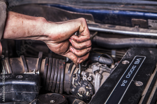 Working man fix engine