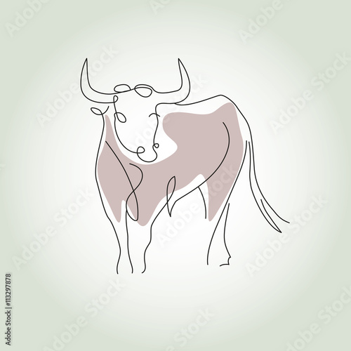 Bull in a minimal line style vector