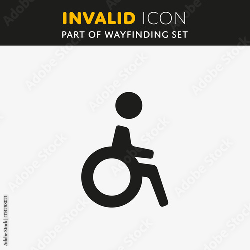 Vector Invalid icon. Disabled sign. Human on wheelchair illustration
