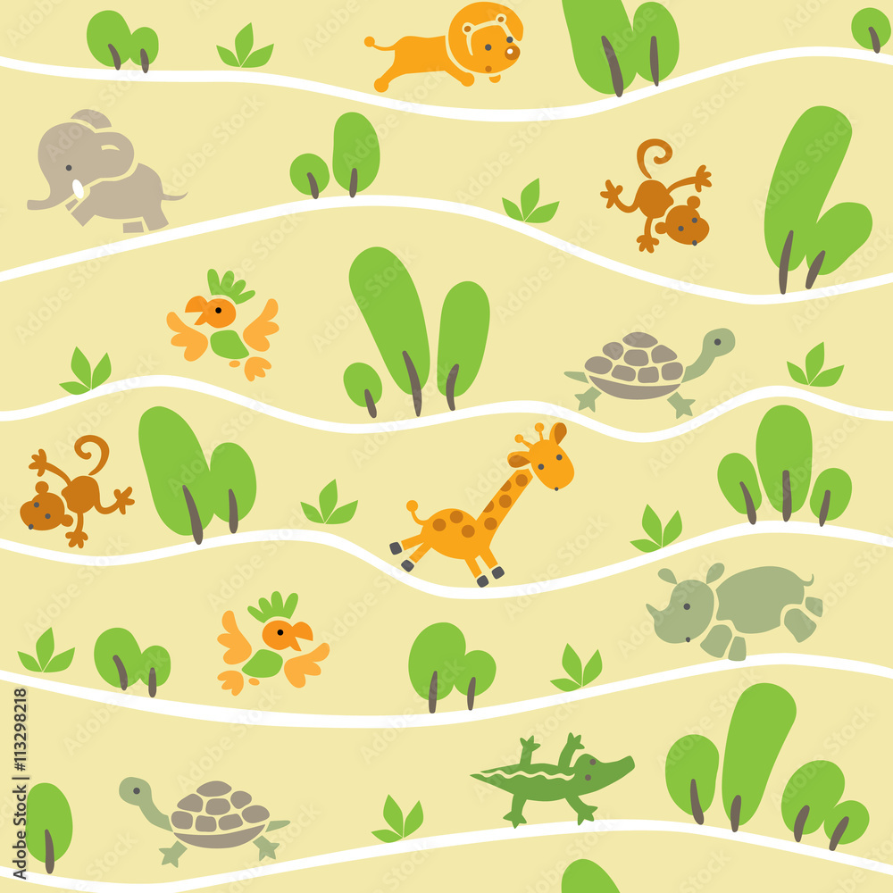 Obraz premium Seamless pattern with funny african animals