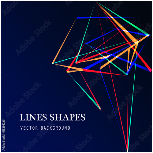 Colorful Lines shapes abstract isolated on blue dark background
