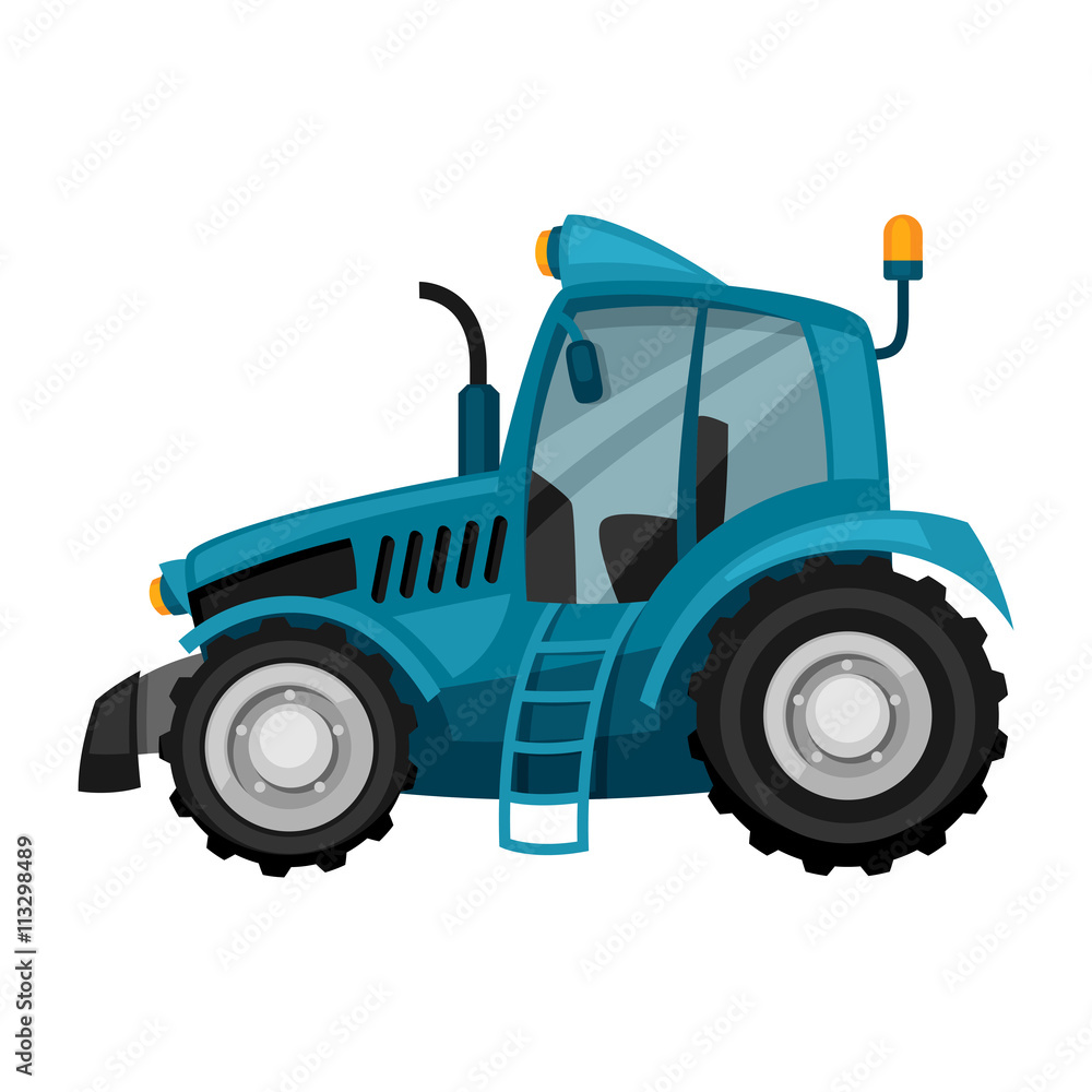 Obraz premium Tractor on white background. Abstract illustration of agricultural machinery