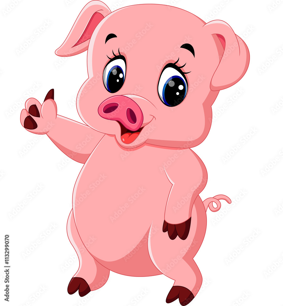 Cute pig cartoon posing Cute pig cartoon posing