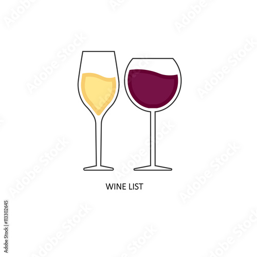 glass of white wine, glass of red wine. logo. emblem. vector illustration.