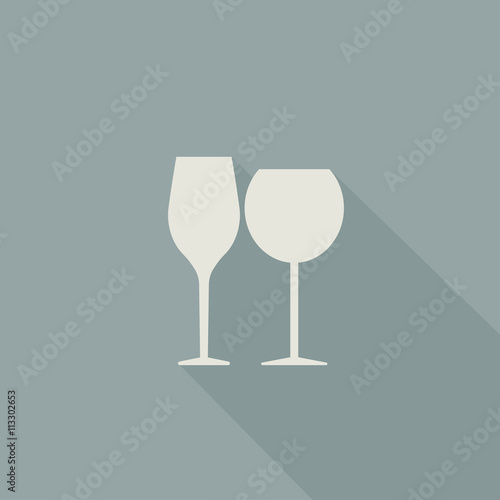 glass of white wine, glass of red wine. logo. emblem. vector illustration.