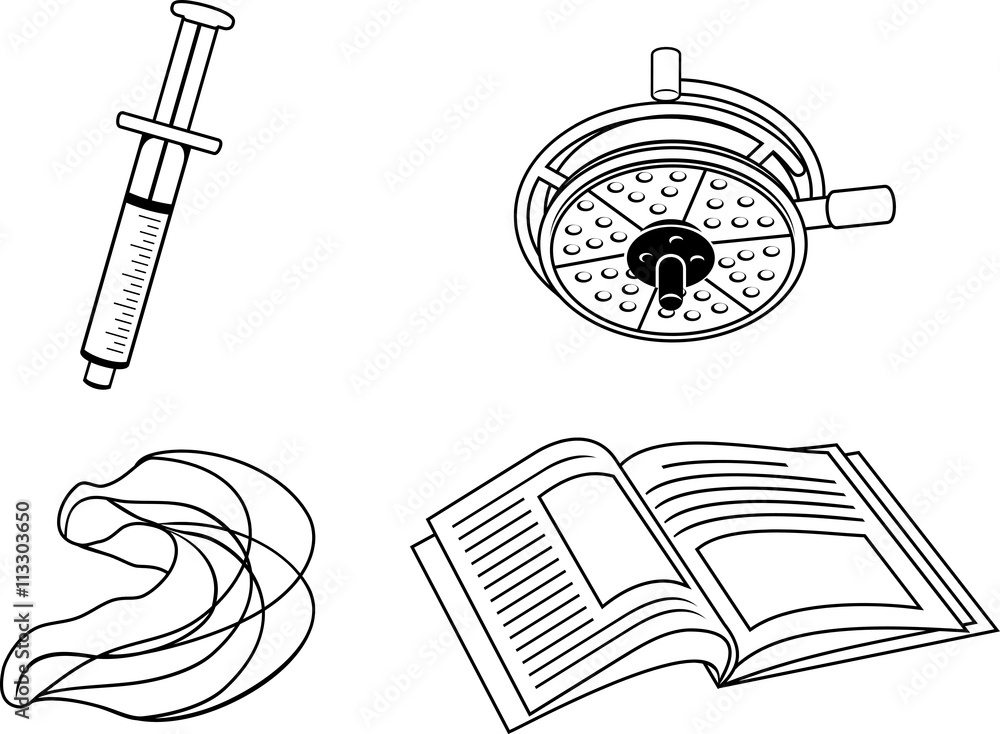 Dental icons. Outline drawing Dental icons. Outline drawing