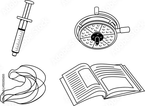 Dental icons. Outline drawing