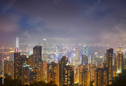 Hong Kong skyline. View from Victoria Peak. © SJ Travel Footage