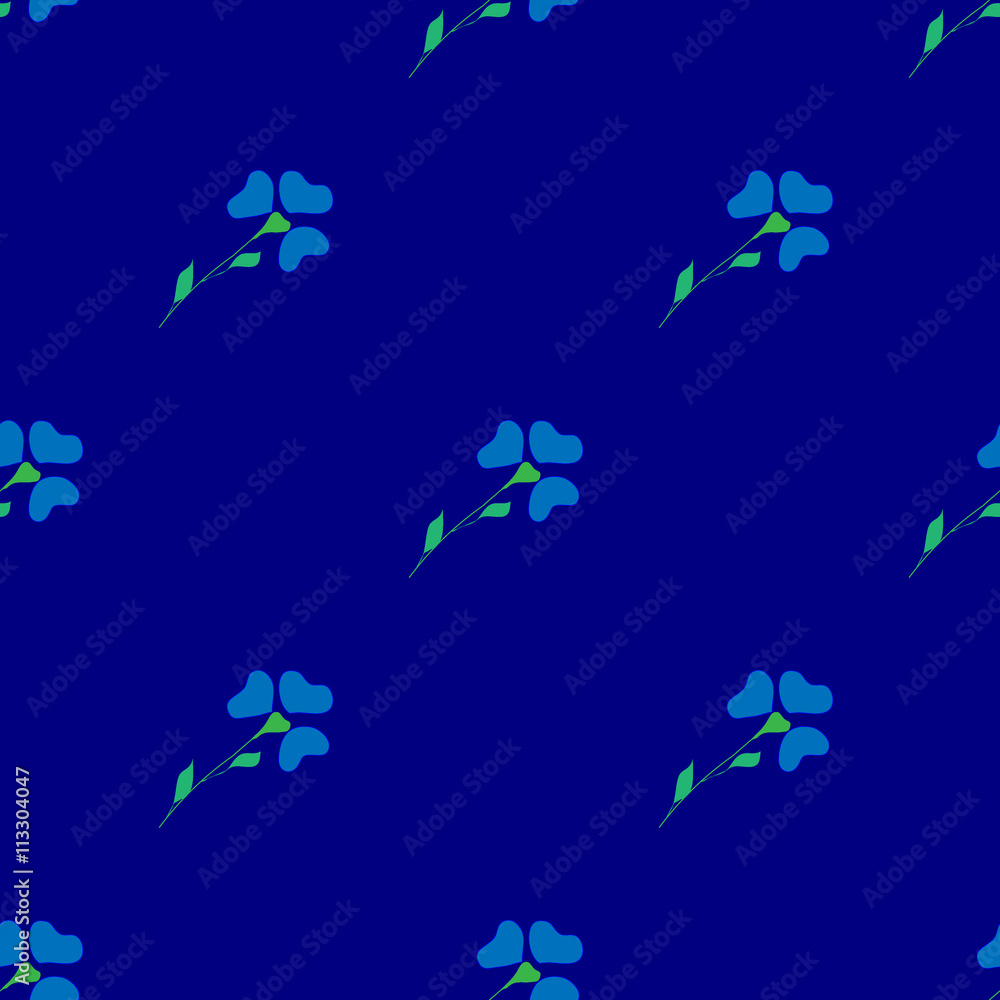 Flower blue seamless pattern