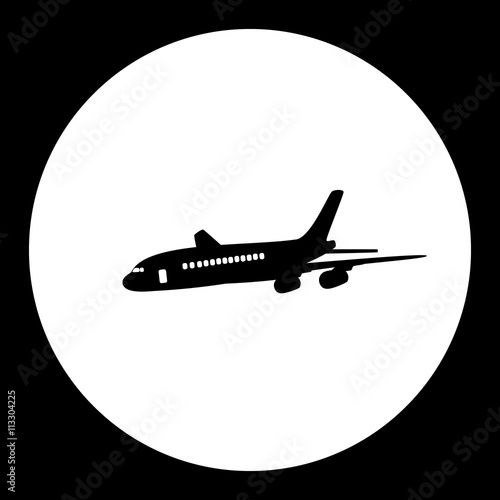 airliner passanger aircraft simple black isolated icon eps10