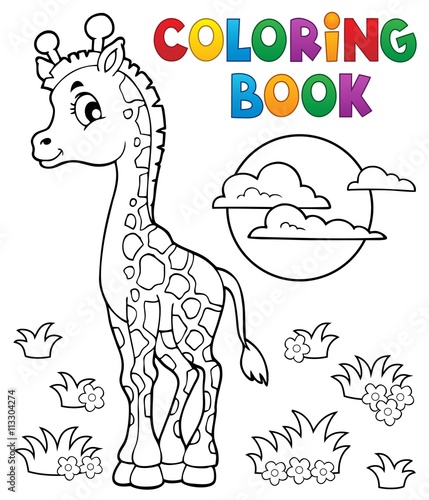 Coloring book young giraffe theme 2