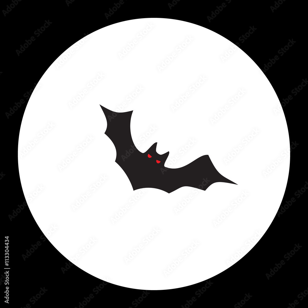 black bat with red eyes simple isolated black icon eps10