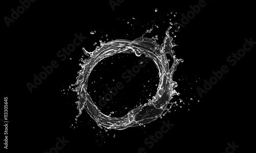 Fotografie, Obraz water splash isolated on black background. 3D illustration