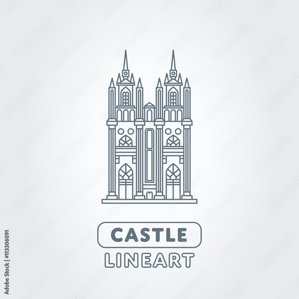 Fototapeta premium Abstract castle vector logo template. Tower sign