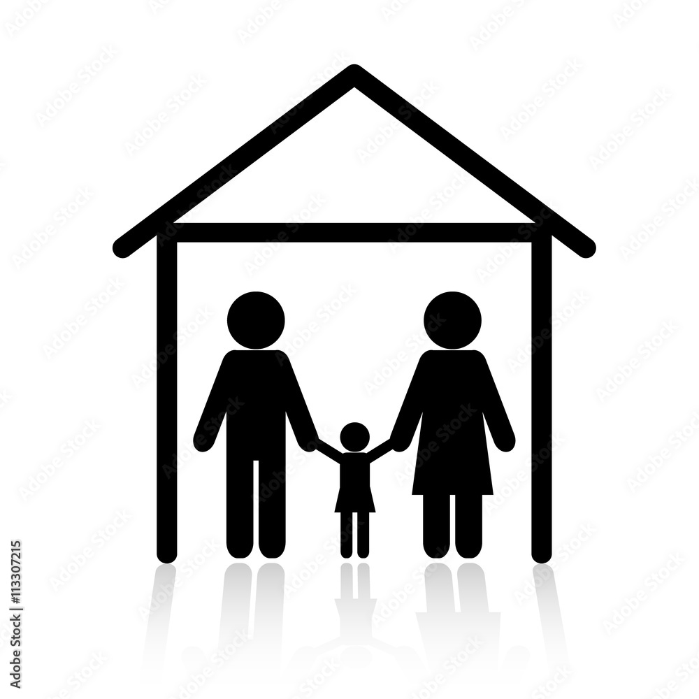 Family in sweet home icon Family in sweet home icon