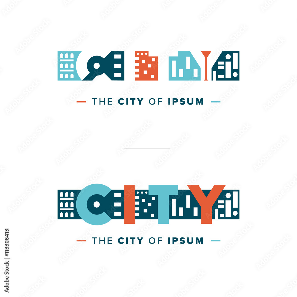 Obraz premium Vector abstract colorful city logo, building composition sign, icon, isolated