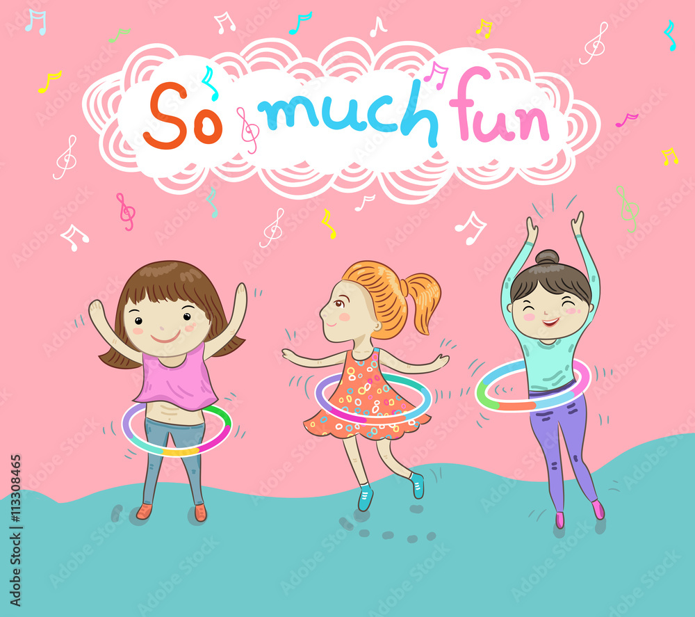 girl playing holahoop vector illustration girl playing holahoop vector illustration