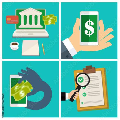 Set of Internet banking concept