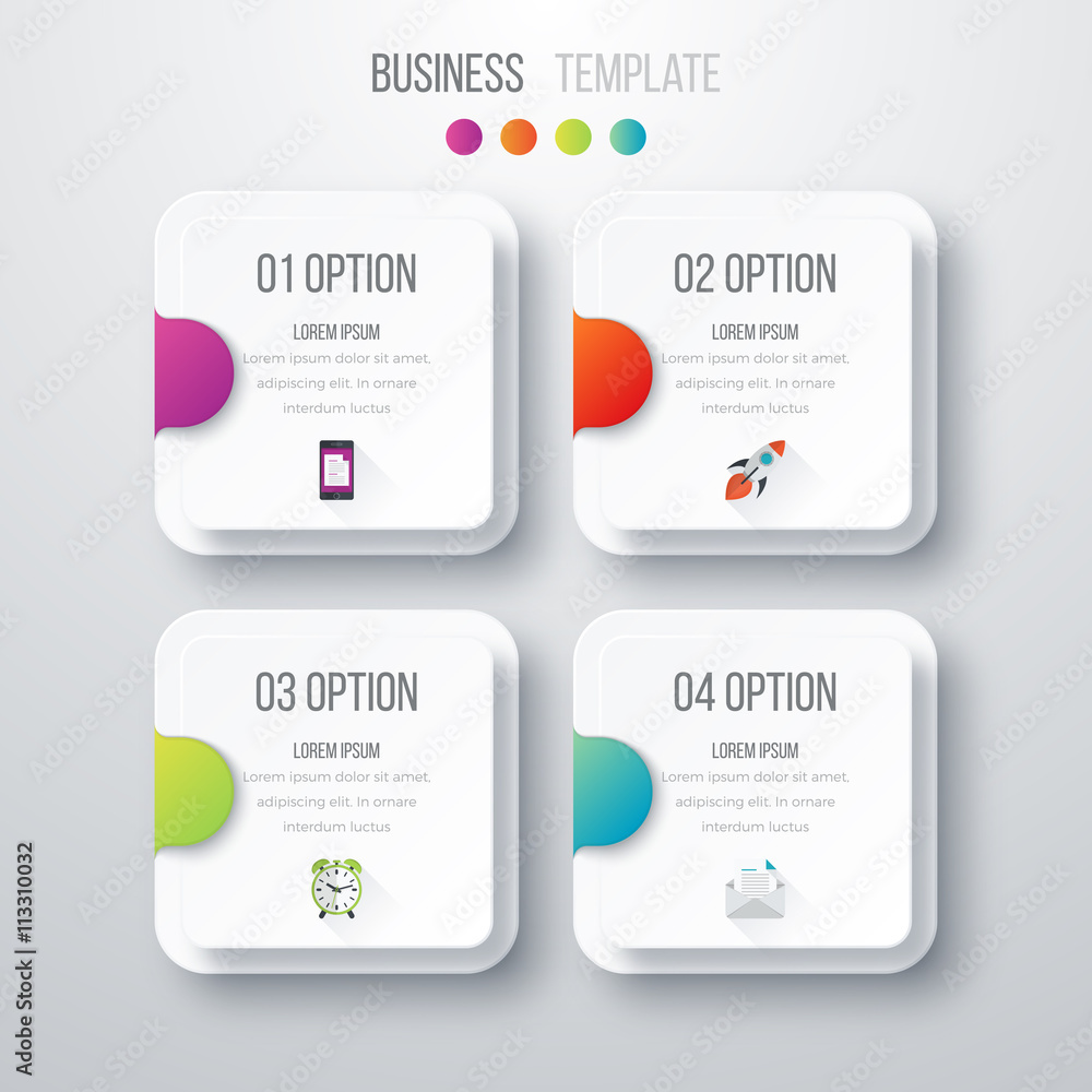 Vector illustration of four square infographics Vector illustration of four square infographics