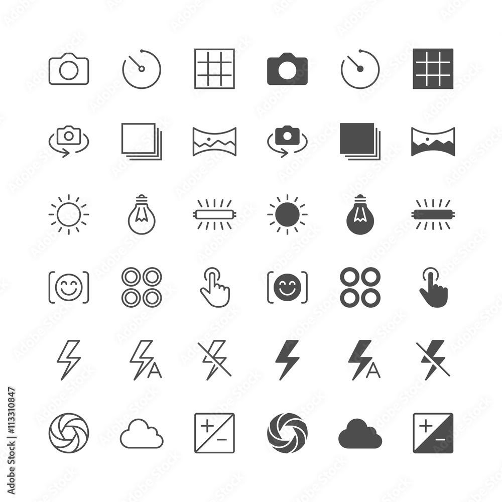 Fototapeta premium Photography icons, included normal and enable state.