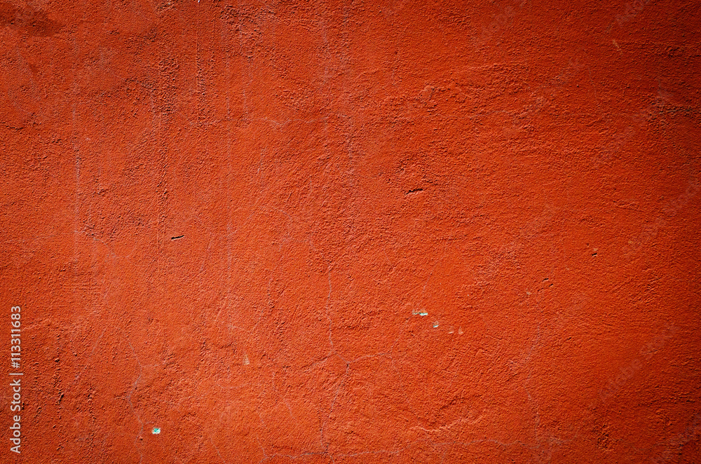 red weathered plaster wall background