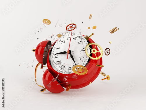 Red clock broken. Alpha mask. 3d model