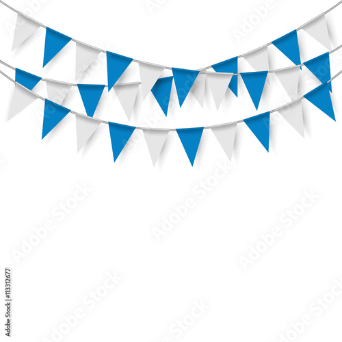 Party flags, Celebrate flags, Festive flags on white background. Vector