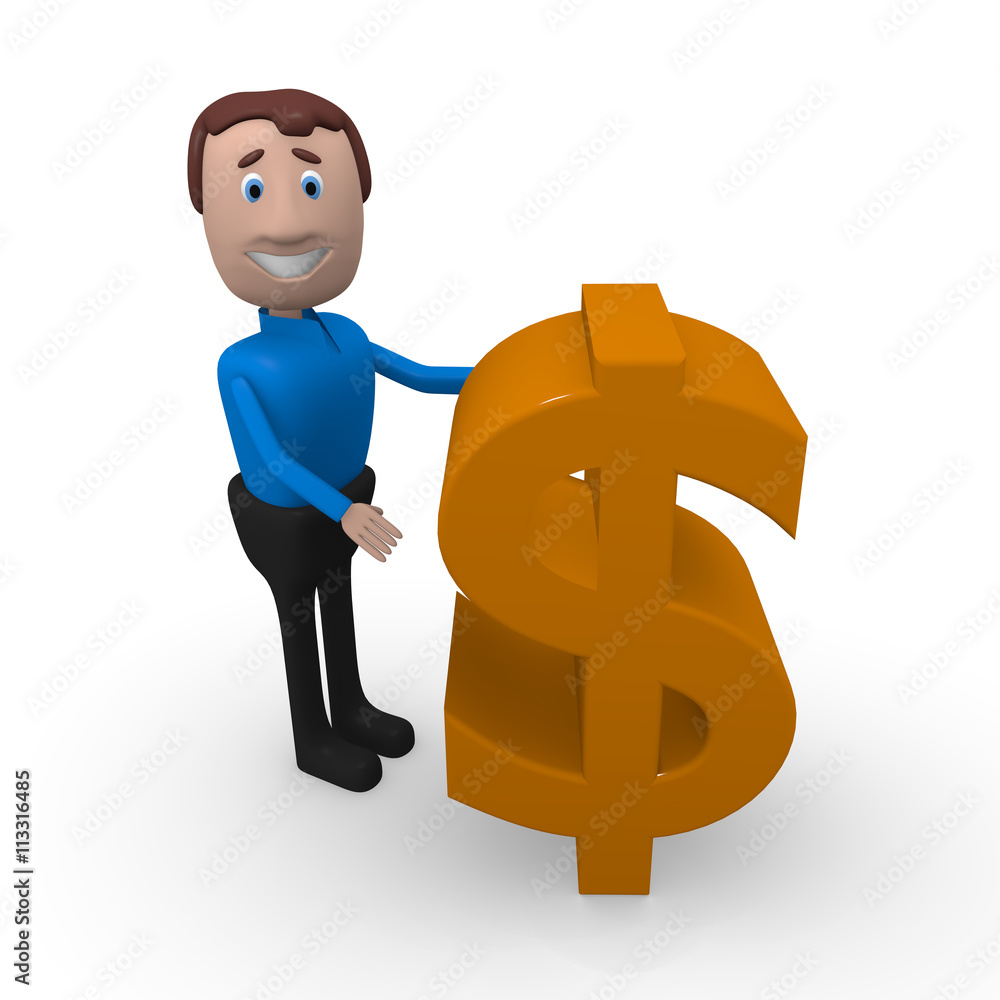 Cartoon business man with a dollar ican Cartoon business man with a dollar ican