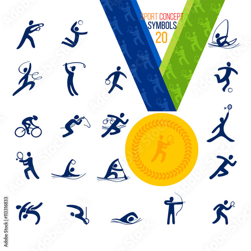 Twenty Sports icons set. Symbol sport concept recreation.