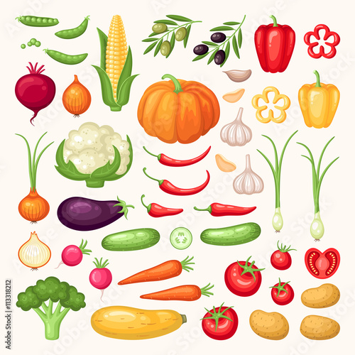 Fototapeta Naklejka Na Ścianę i Meble -  Set of vegetables icons