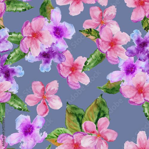 background cherry blossom. seamless pattern. watercolor illustra