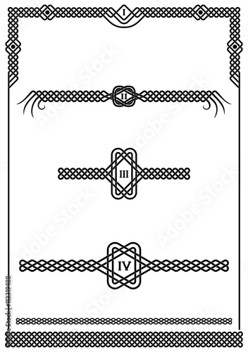 Set of plait patterns for use as frame design elements on pages
